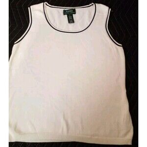 Ralph Lauren Vest in Cream with Navy pin stripping a silk blend  Size Lrg.